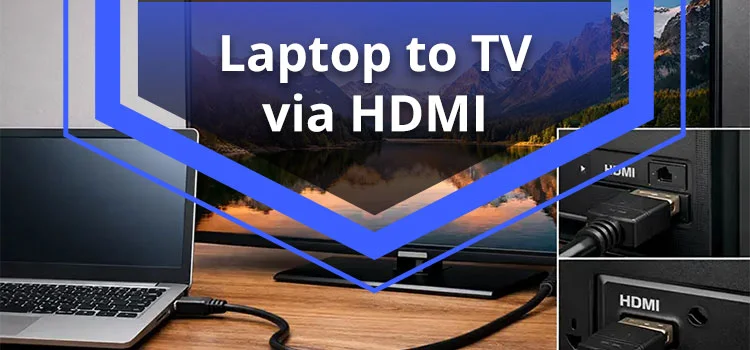 Connecting laptop to TV using HDMI cable for Hulu Live TV streaming on larger screen