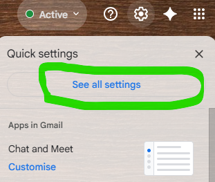 Gmail See all settings option in settings menu
