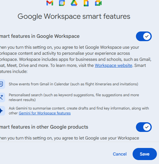 Uncheck Gmail smart features option in settings