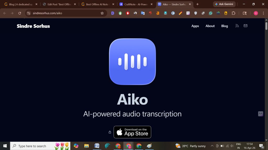 Aiko AI-powered audio transcription app logo and interface by Sindre Sorhus for iOS and macOS.