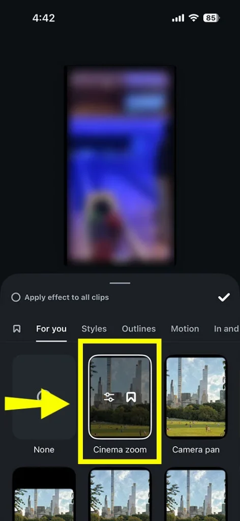 Applying AI Restyle effects and text prompts in the Instagram app for photo and video editing.